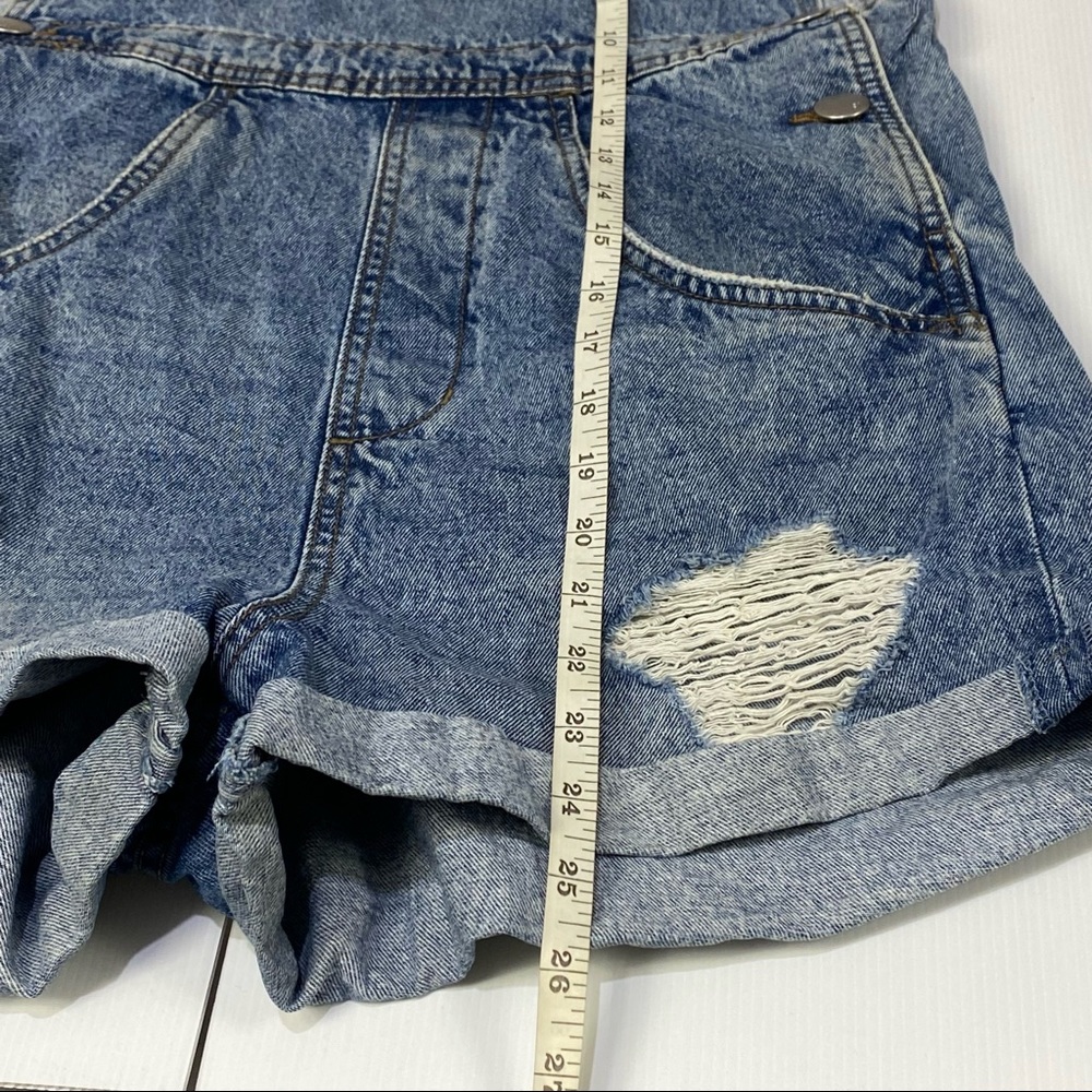 COTTON ON Blue Wash Demin Overalls Shorts Size 10 - Picture 10 of 13